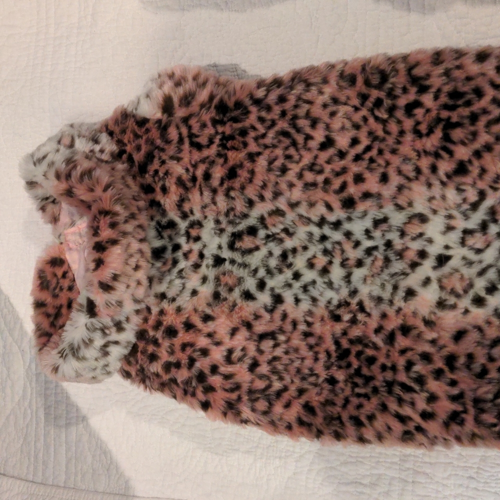 Dog Pink Leopard Print Faux Fur Coat